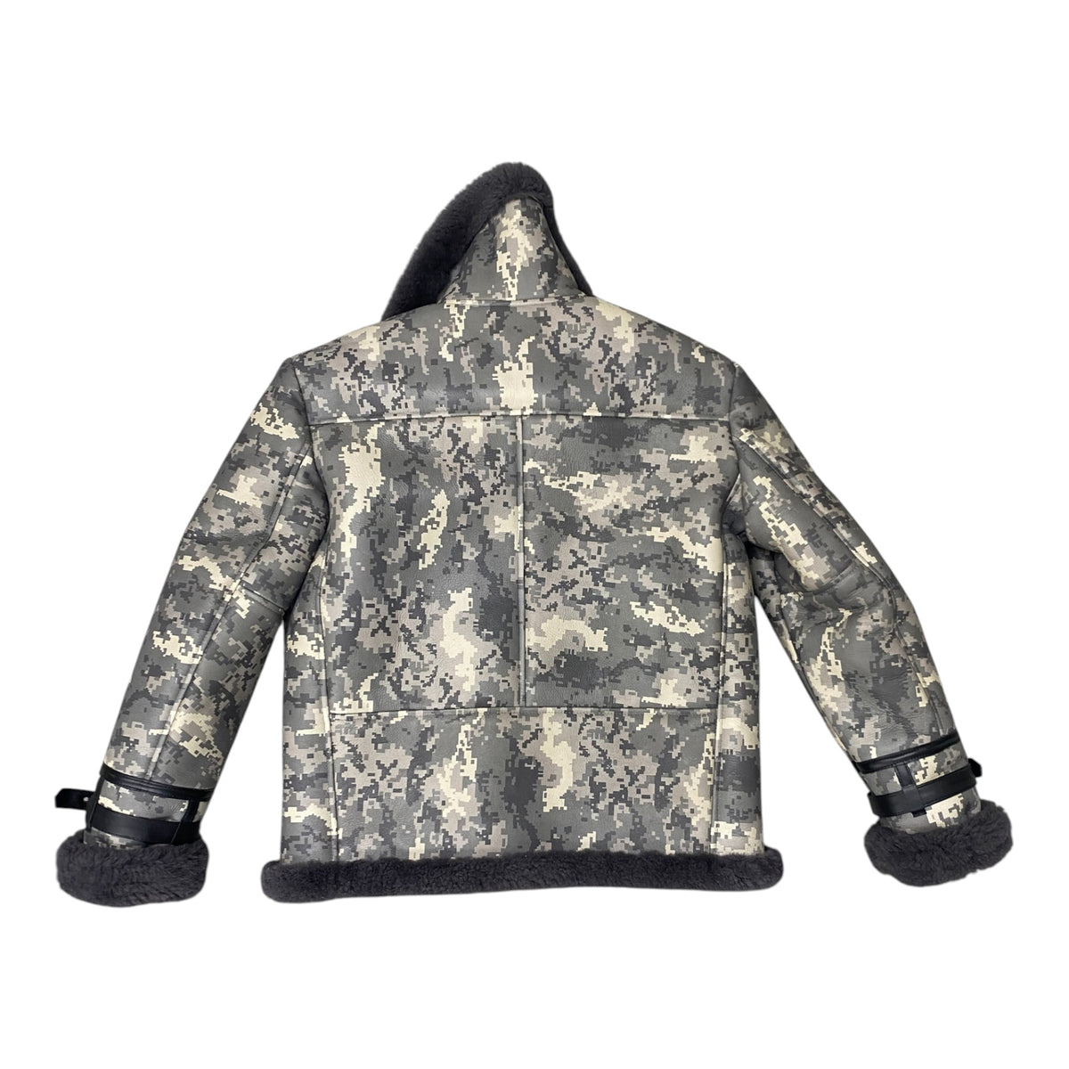 Sheepskin Bomber  Camouflage Jacket with Leather Trimming Style #8404