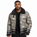 Sheepskin Bomber  Camouflage Jacket with Leather Trimming Style #8404