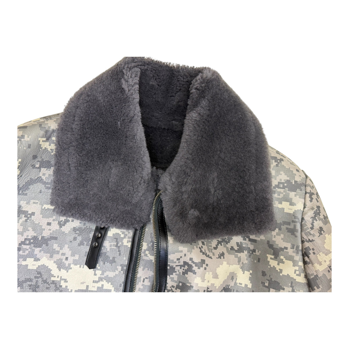Sheepskin Bomber  Camouflage Jacket with Leather Trimming Style #8404