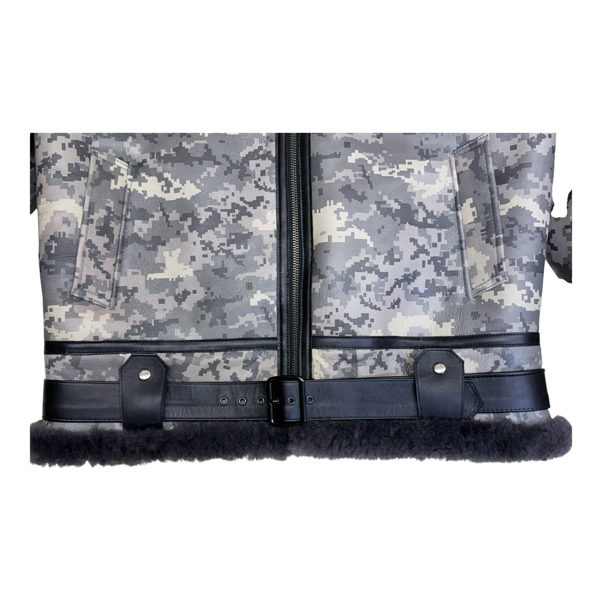 Sheepskin Bomber  Camouflage Jacket with Leather Trimming Style #8404