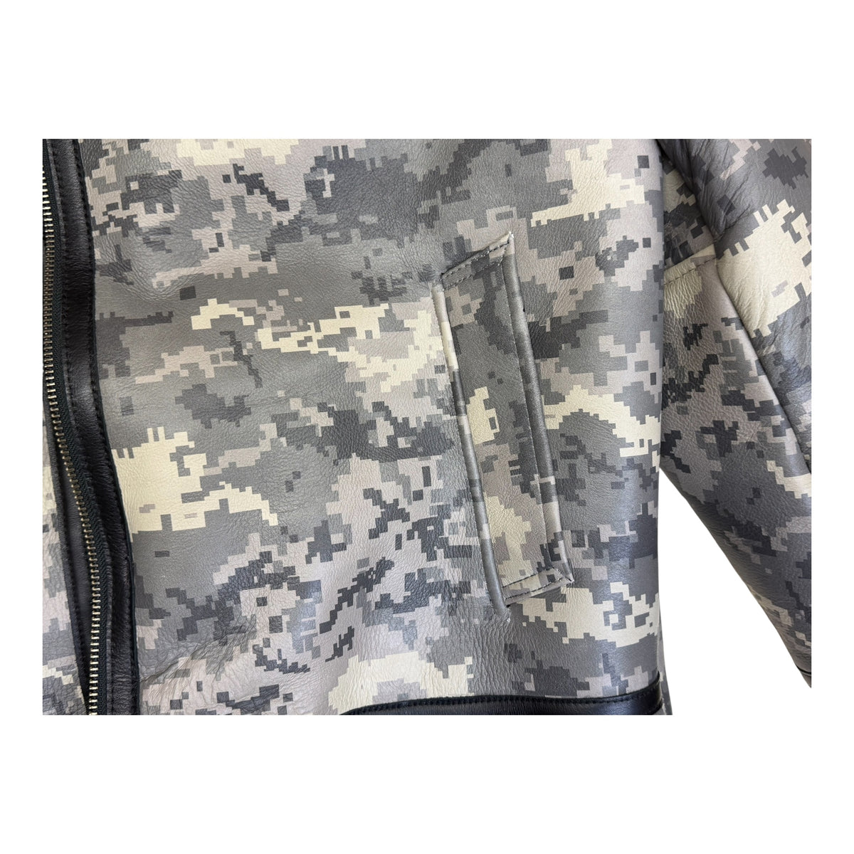 Sheepskin Bomber  Camouflage Jacket with Leather Trimming Style #8404