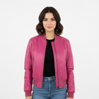 Ladies cropped leather jacket | Style # 1018
