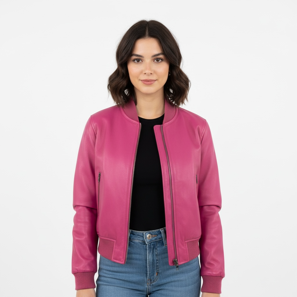 Ladies cropped leather jacket Style # 1018