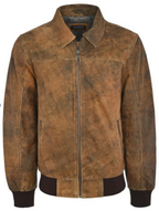 Leather Bomber Jacket with Front Zipper | Style #3445
