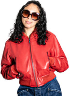 Ladies cropped leather jacket | Style # 1018
