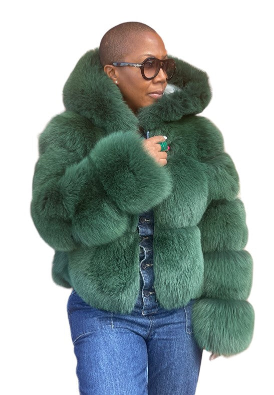 Ladies cropped fox fur jacket #1098 – Jakewood