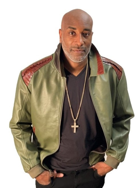 Alligator Trimmed Genuine Lambskin Leather Baseball Varsity Jacket Style #2079