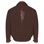 Leather Bomber Jacket with Alligator Chest pockets, Collar, Back Trimming Style #2035