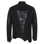 Raw edge lambskin jacket with alligator crown #2069