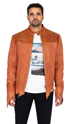 Raw edge lambskin jacket with alligator crown #2069