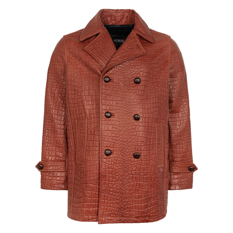 Double breasted embossed lambskin peacoat #2292