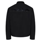 Open bottom leather jacket with alligator tail trimming #3079