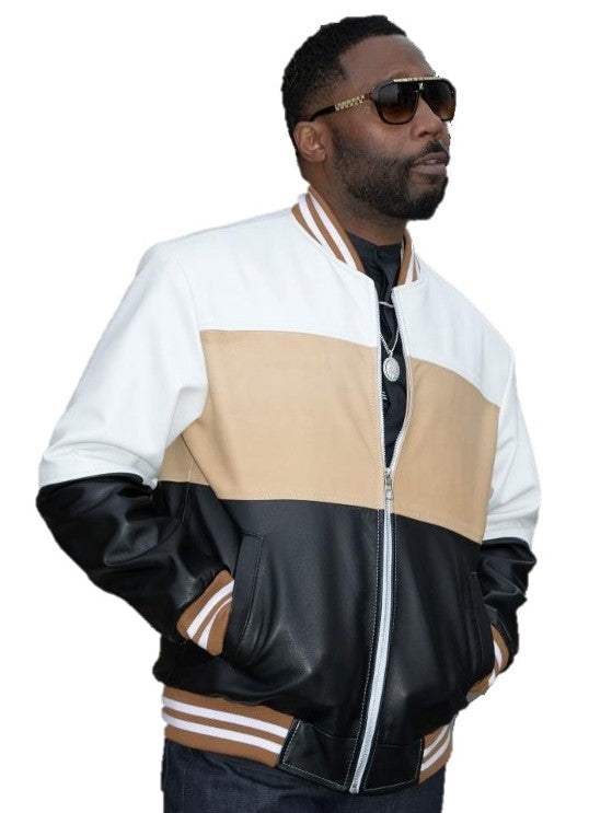 Men's Multi-Color Lambskin Leather Zippered Jacket Style