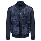 Baseball bomber jacket with Persian lamb full front #3443