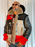 Sheepskin Jacket Toggle Closer with Hood and Fur Style #4700