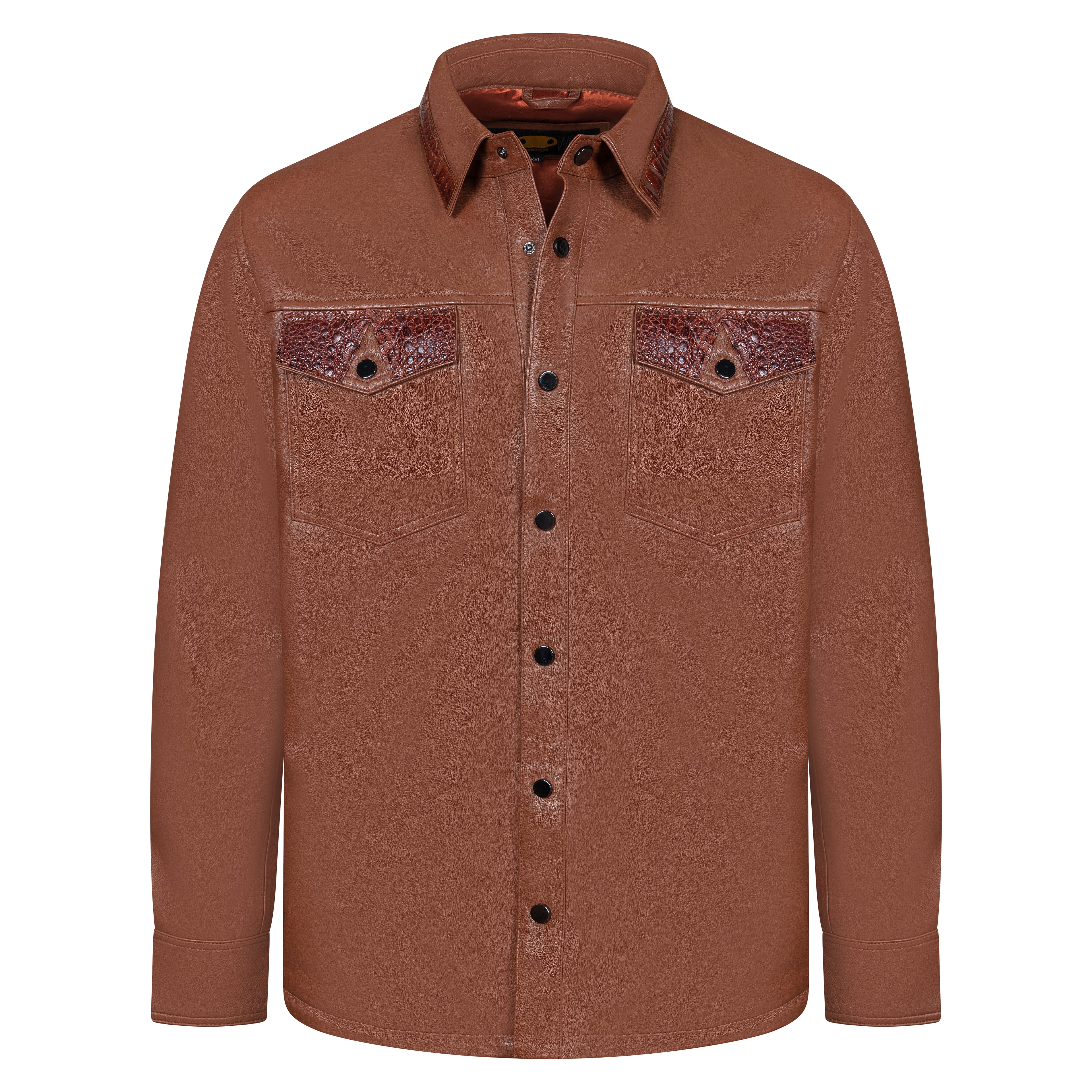 Leather shirt with alligator trimming # 700