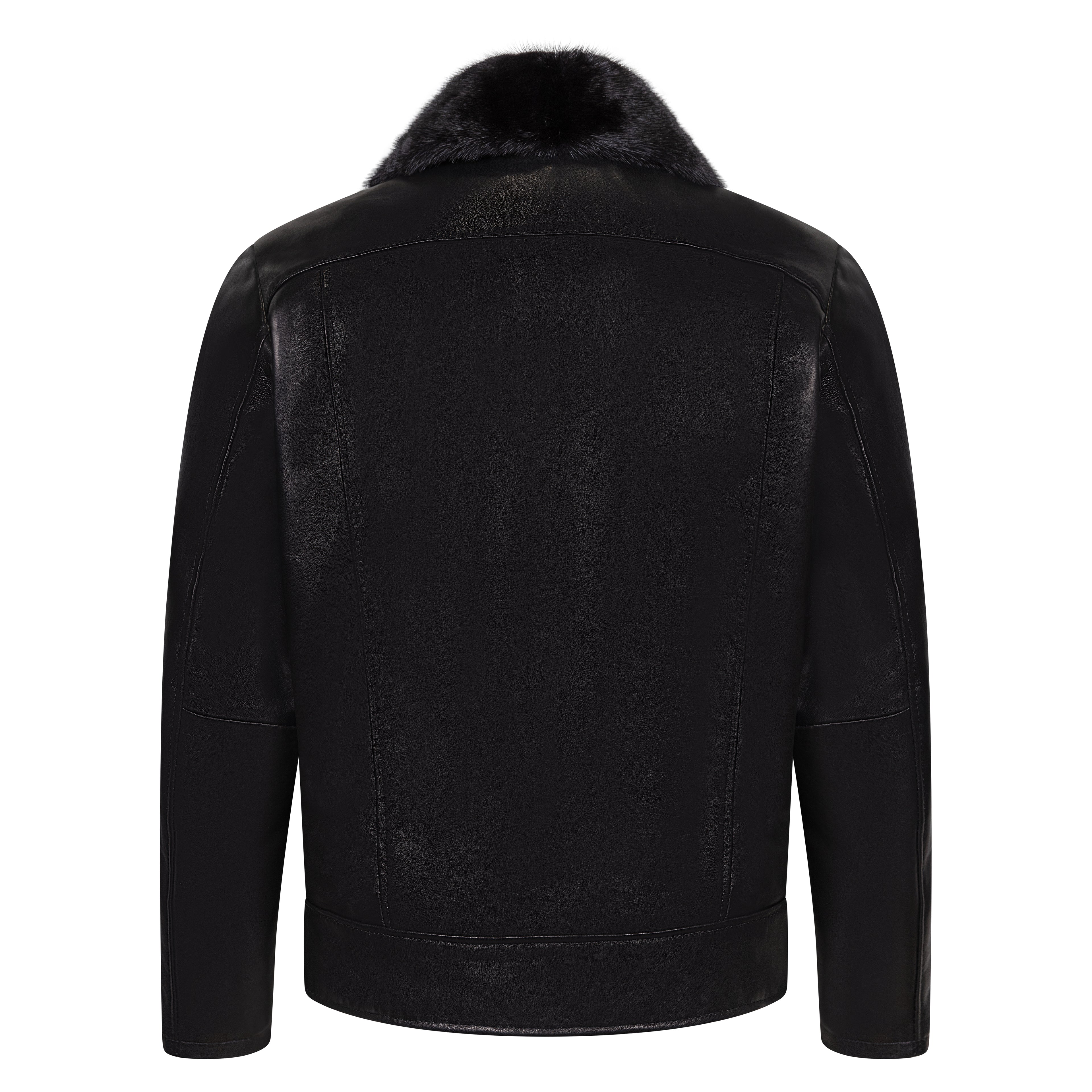 Leather Jacket with Persian lamb front # 7540