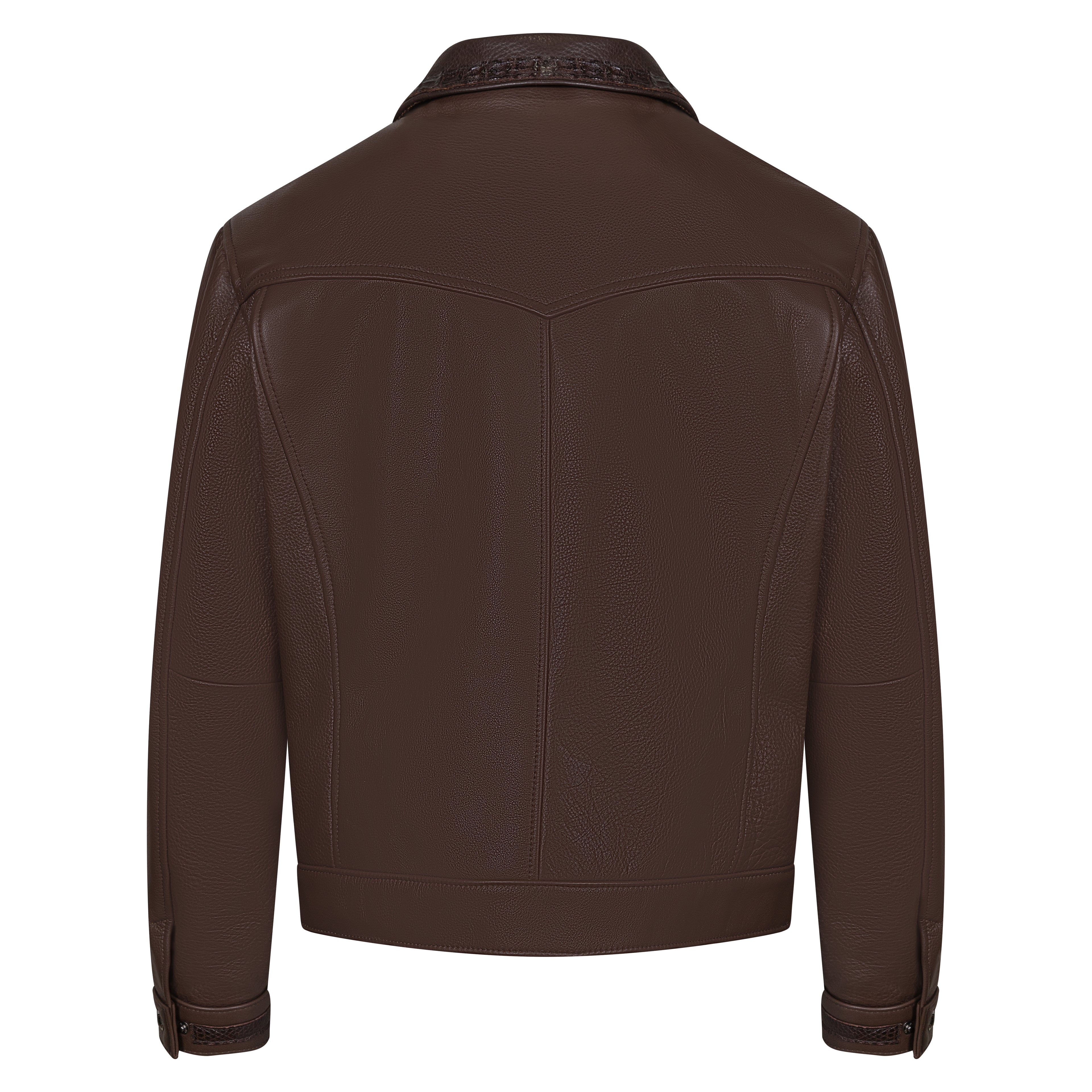 Jean style Leather Jacket with Alligator Trimming #3065