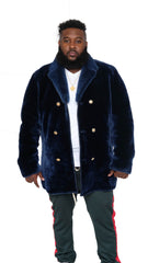 Men's Sheepskin Mouton Coat Jacket with Mink Fur Collar Style