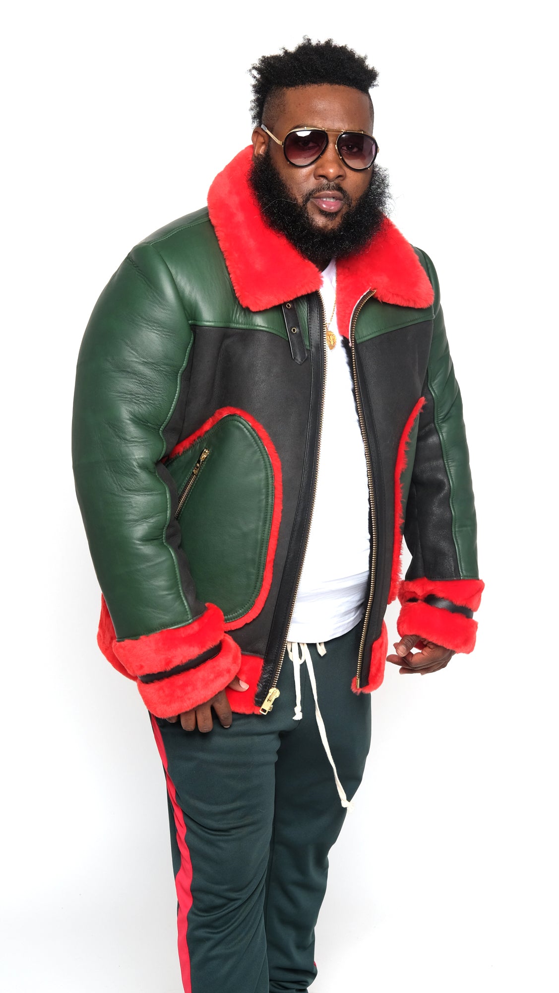 Multi-color  Sheepskin  Jacket Style #710 - Jakewood Shearlin Leather Mouton Fur Bomber Aviator Parka Coat Jacket Sheepskin All size Brooklyn New York manufacturer 