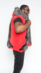 Mouton vest with fur trimming Style #6500