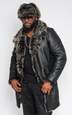 Leather Trench Coat With Toscana Fur Style #5300 - Jakewood Shearlin Leather Mouton Fur Bomber Aviator Parka Coat Jacket Sheepskin All size Brooklyn New York manufacturer 