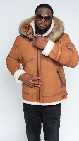 Aviator Jacket with hoodie and fur #8015