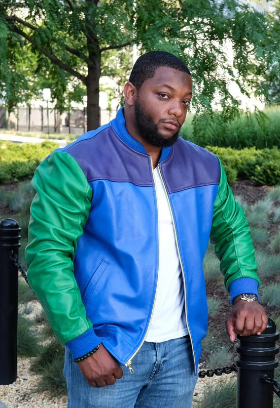 Three Color Combination Leather Jacket #3477 – Jakewood