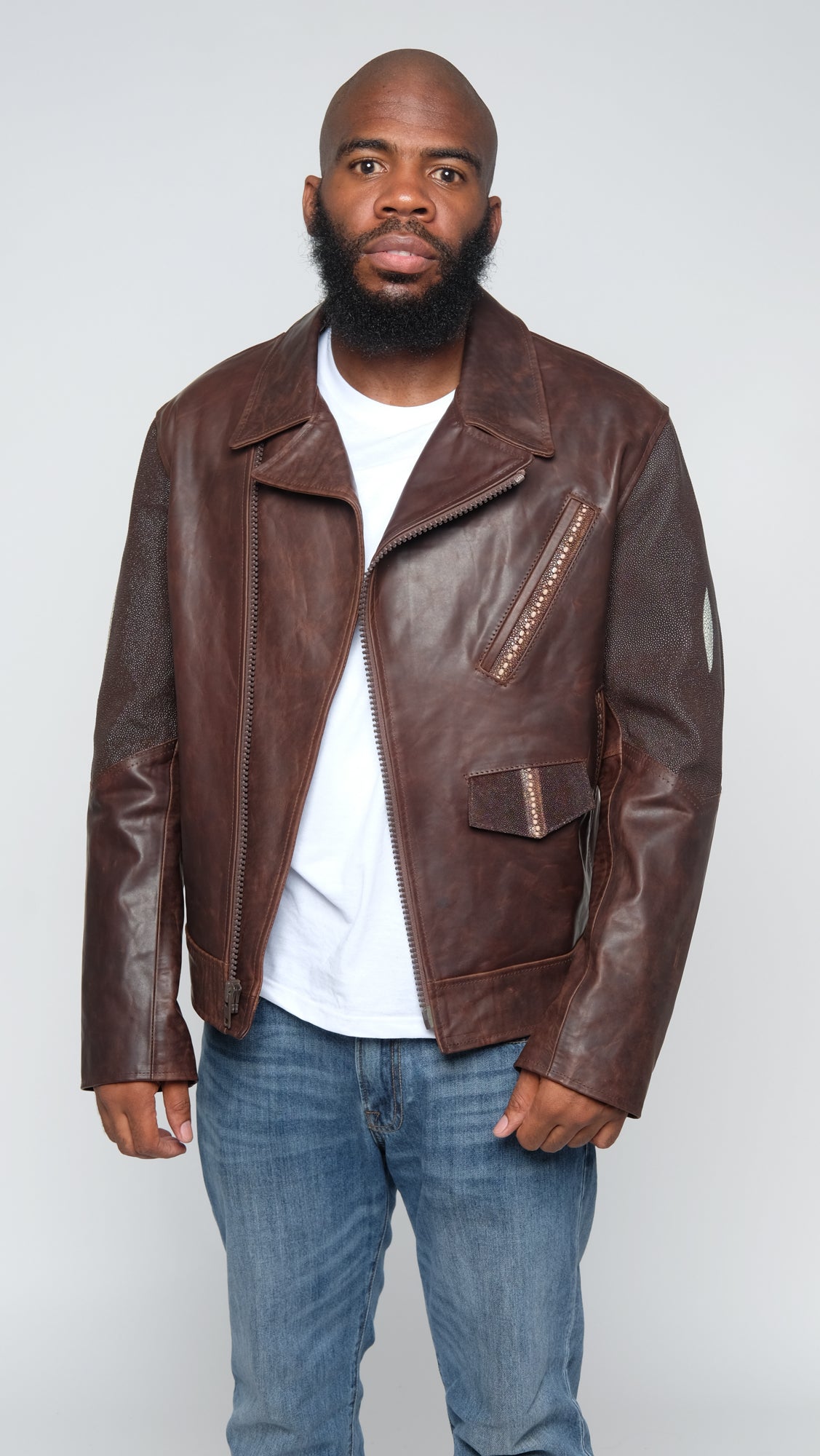 Motorcycle Lambskin Jacket With Stingray Trimming #3015 – Jakewood