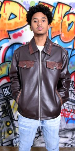 Lambskin jacket with stingray and alligator trimming #2030