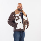 Men's Pony Leather Jacket with Sheepskin Sleeve and Collar Style #1850