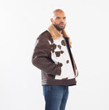 Men's Pony Leather Jacket with Sheepskin Sleeve and Collar Style #1850