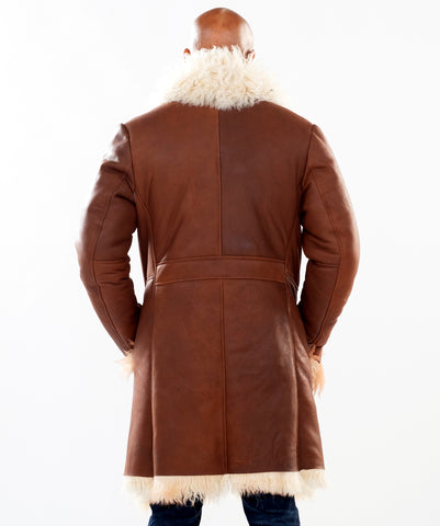 7/8 length mens Sheepskin Coat with Fur Collar Style #8900 – Jakewood