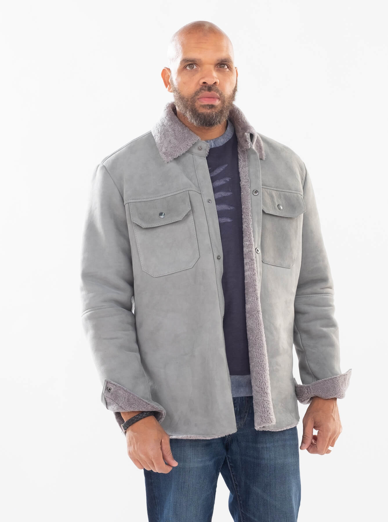 Sheepskin shirt with two patch pockets Style #2510