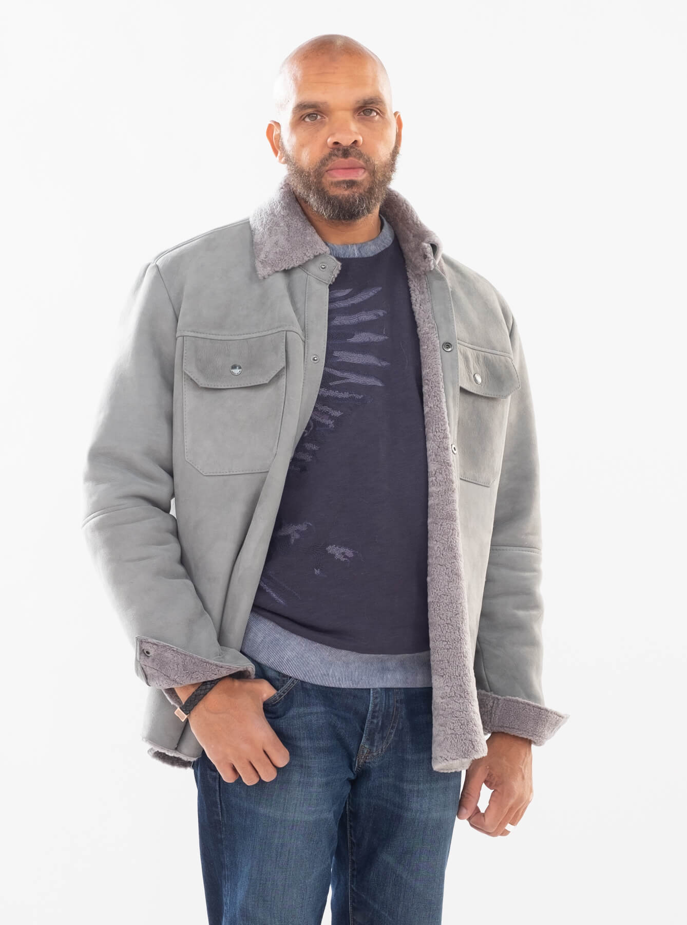 Sheepskin shirt with two patch pockets Style #2510