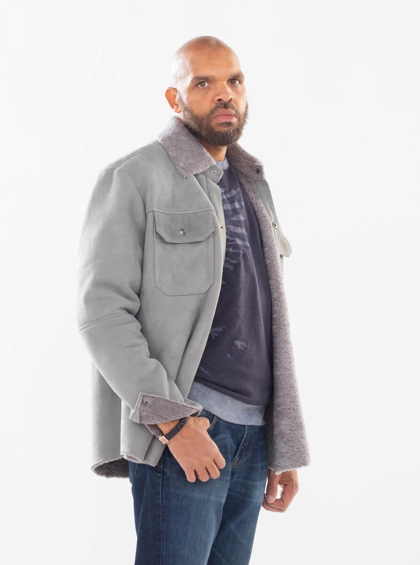 Sheepskin shirt with two patch pockets Style #2510