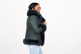 Women Sheepskin Jacket with Fur trimming Style #1086