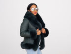 Women Sheepskin Jacket with Fur trimming Style #1086