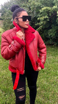 Women's Sheepskin Leather Biker Jacket | Style #1045