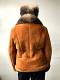 Women's Belted Motorcycle Racing Jacket With Fox Fur Collar Style #1020