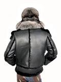 Sheepskin Jacket with Fur collar Style #1320 - Jakewood Shearlin Leather Mouton Fur Bomber Aviator Parka Coat Jacket Sheepskin All size Brooklyn New York manufacturer 
