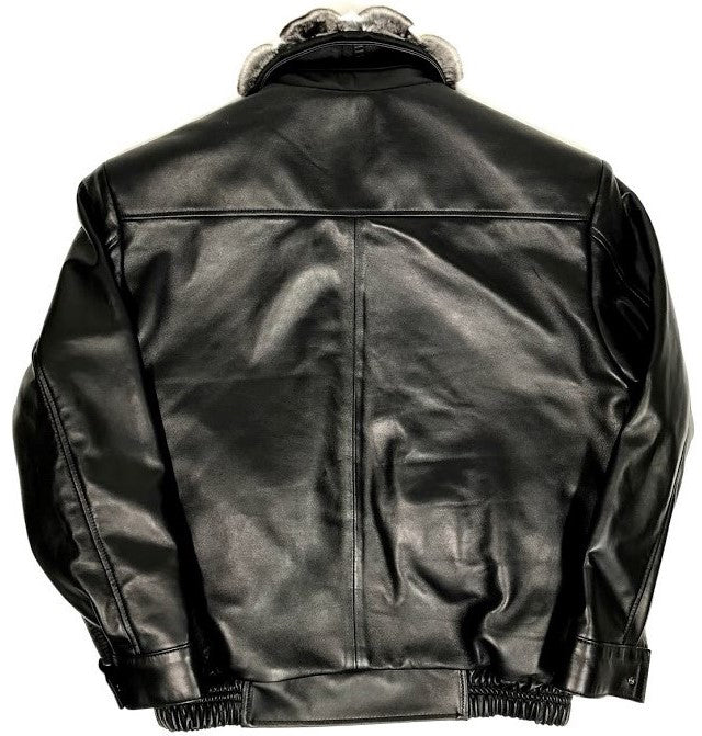 Black Lambskin Jacket With Chinchilla Collar & Alligator/Stingray