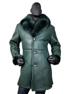 Warm Winter Sheepskin Trench Coat With Fox Fur Collar | Style #7400