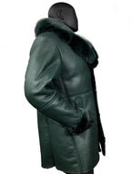Warm Winter Sheepskin Trench Coat With Fox Fur Collar | Style #7400