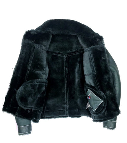 Warm Winter Denim Style Button-Up Sheepskin Jacket Style #3610