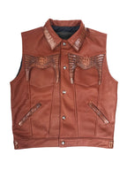 Leather vest with alligator trimming #901