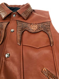 Leather vest with alligator trimming #901