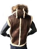 Sheepskin Jacket with Hood and  Fur Style #3900 - Jakewood Shearlin Leather Mouton Fur Bomber Aviator Parka Coat Jacket Sheepskin All size Brooklyn New York manufacturer 