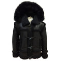 Sheepskin Jacket Toggle Closer with Hood and Fur Style #4700 - Jakewood Shearlin Leather Mouton Fur Bomber Aviator Parka Coat Jacket Sheepskin All size Brooklyn New York manufacturer 
