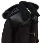 Sheepskin Jacket Toggle Closer with Hood and Fur Style #4700 - Jakewood Shearlin Leather Mouton Fur Bomber Aviator Parka Coat Jacket Sheepskin All size Brooklyn New York manufacturer 